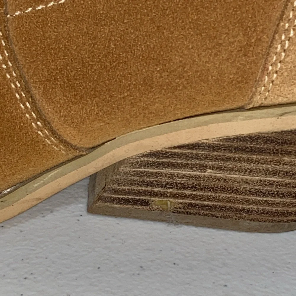 Gaudi Suede‎ Leather Cowboy Boots Booties Size 37 Women's Size 6 Tan Light Brown